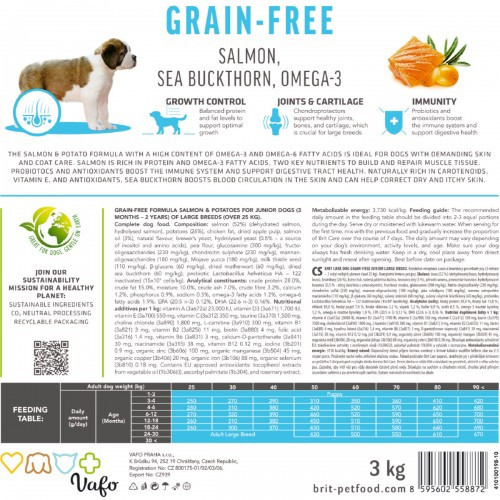 Сухий корм Brit Care Dog Grain-free Junior Large Breed для молодих собак великих порід, беззерновий з лососем, 12 кг Київ - фото 7