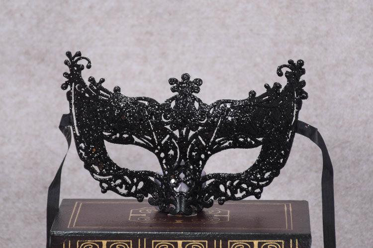 Маска карнавальная женская с блестками one size черный Киев - изображение 5