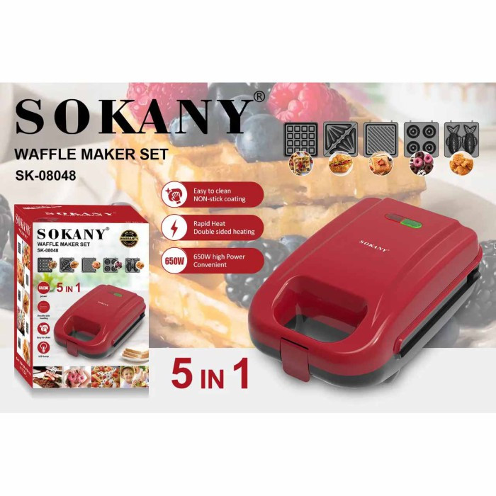Вафельниця 5 в 1 SK-08048 650 Вт антипригарна з насадками та компактним вертикальним зберіганням Одеса - фото 1