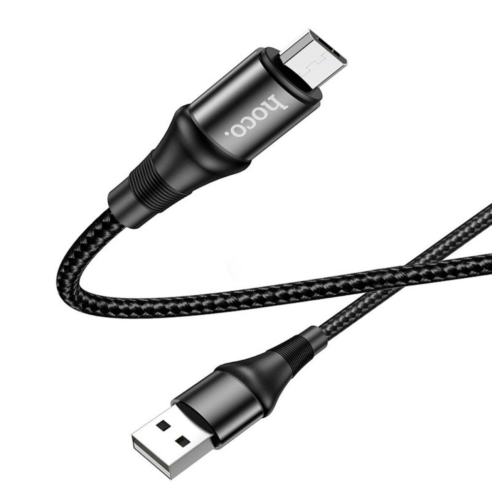 Кабель HOCO X50 USB to Micro 2.4A, 1m, nylon, aluminum connectors, Black Київ - фото 4