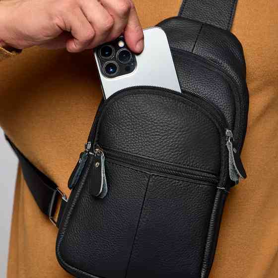 Сумка кросс-боди гладкая, Мужская плечевая сумка слинг, Мужские сумки через плечо YP-91 Львов