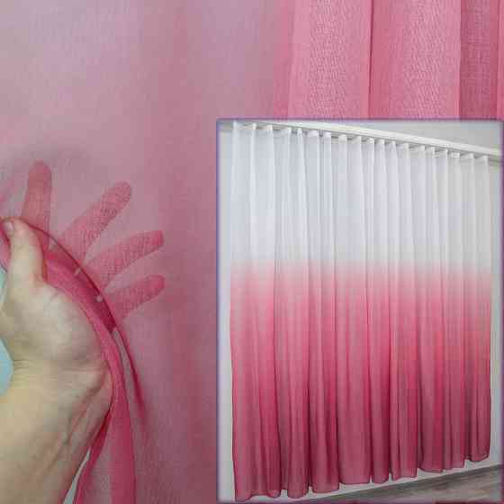 Тюль VR-Textil 579т Розтяжка "Омбре" на батисті (під льон) з обтяжувачем Марсала з білим 300х250 см (42-0857) Київ