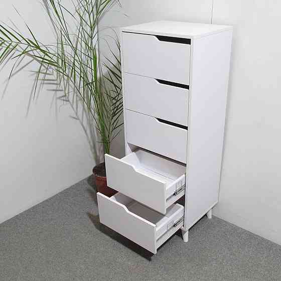 Комод высокий с белыми ножками 5 ящиков М-ЗОН Борн 500 Нимфея Альба (белый) (MZN-031109) Львов