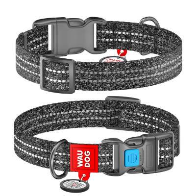 Ошейник для животных WAUDOG Re-cotton с QR паспортом светоотражающий Ш 20 мм Д 28-40 см серый (028811) Винница - изображение 4
