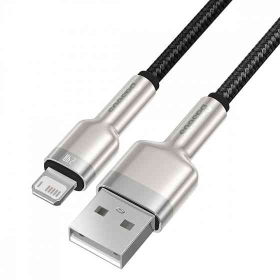 Кабель Baseus Cafule Metal Lightning 2.4A 0,25м чорний Львів