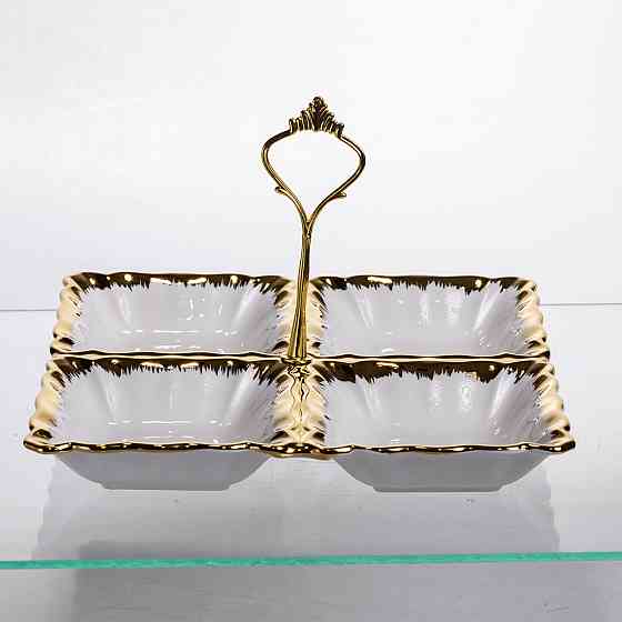 Yiwu Менажниця порцелянова на 4 секції для закусок тарілка менажниця 22.5×22.5×3 (см) менажниця Коломия