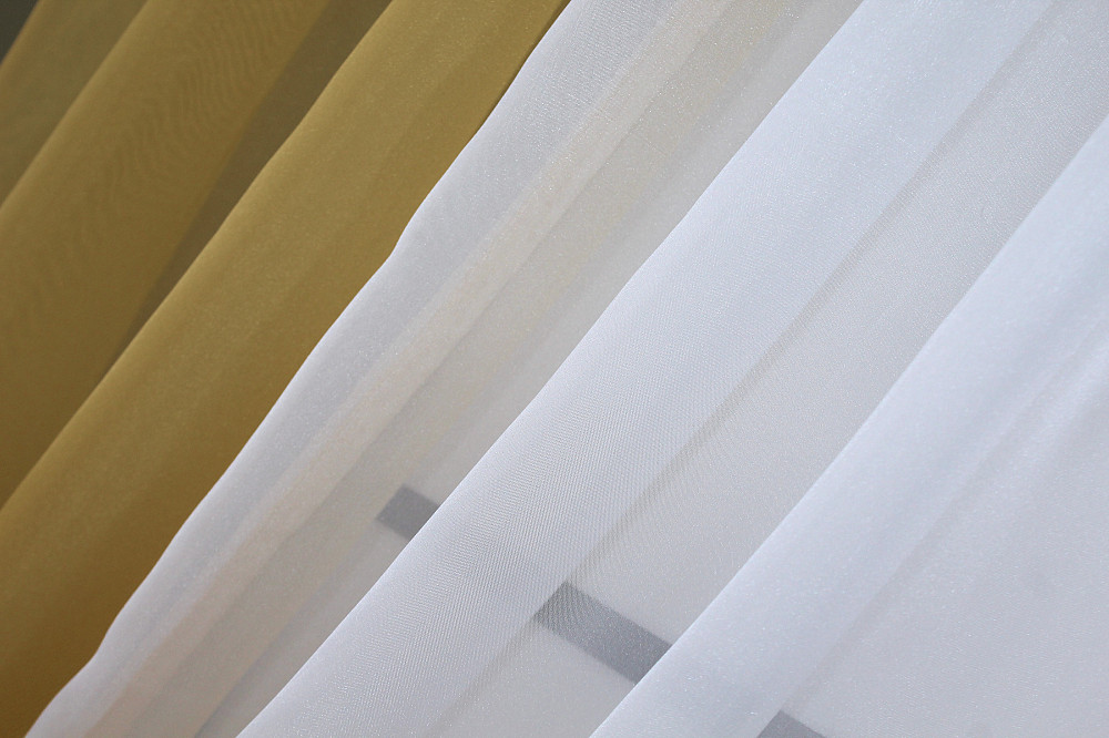 Кухонные шторы VR-Textil № 017к комбинированные с подвязками янтарный с белым 265х170 см (50-015) Киев - изображение 5