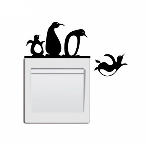 Наклейка на вимикач "Пінгвіни" - розмір наклейки 15*8см Київ - фото 3
