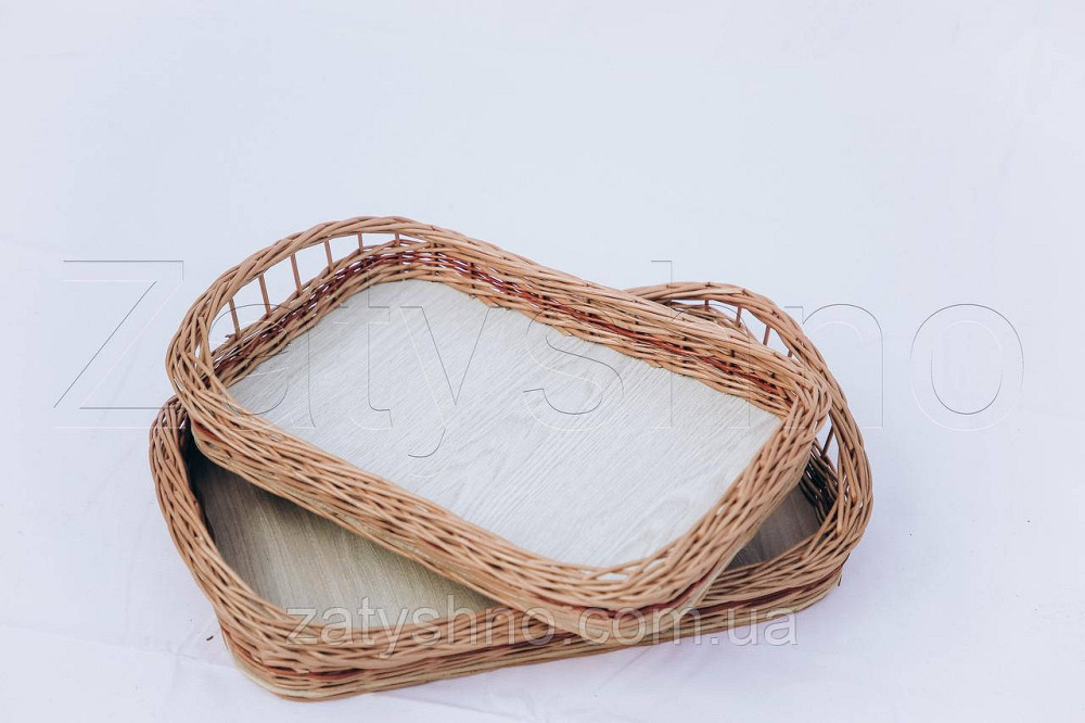 Піднос плетений набір | таця з лози | таця плетена з кришкою Київ - фото 7