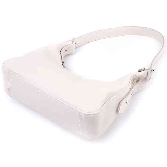 Сумка багет з регульованим ременем з натуральної шкіри Shvigel 22831 Бежева Київ