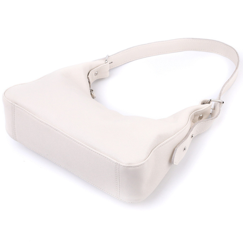 Сумка багет с регулируемым ремнем из натуральной кожи Shvigel 22831 Бежевая Киев - изображение 5