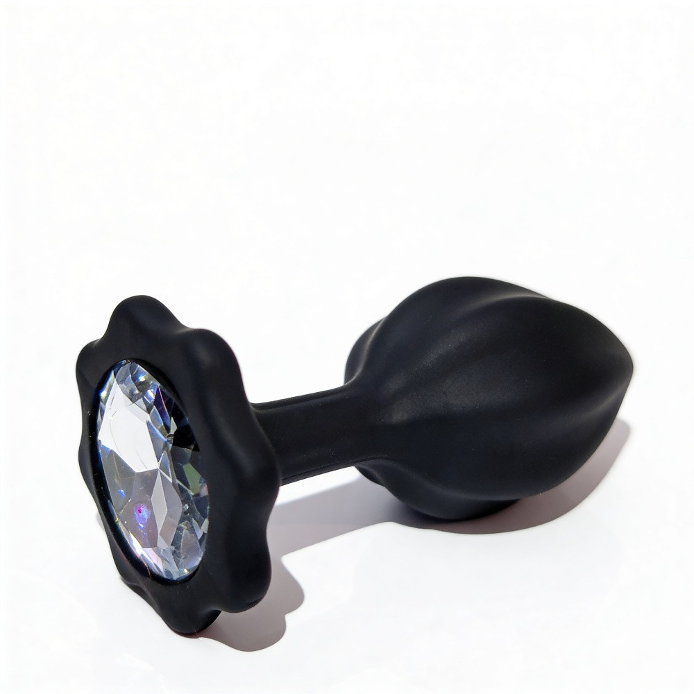 Набір пробка, хвостик і кристал ALUME, S, чорна з червоним пушком і прозорим каменем, 7 х 2,7 см Sex Aura Київ - фото 6