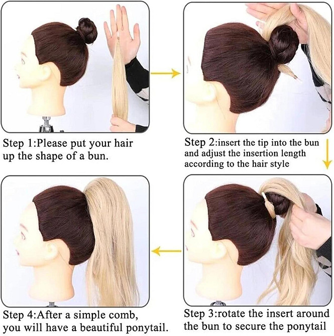 Накладний хвіст каштановий 30 дюймів, 75 см хвилястий, синтетичний, термостійке волокно коричневе, колір 04 Київ - фото 5