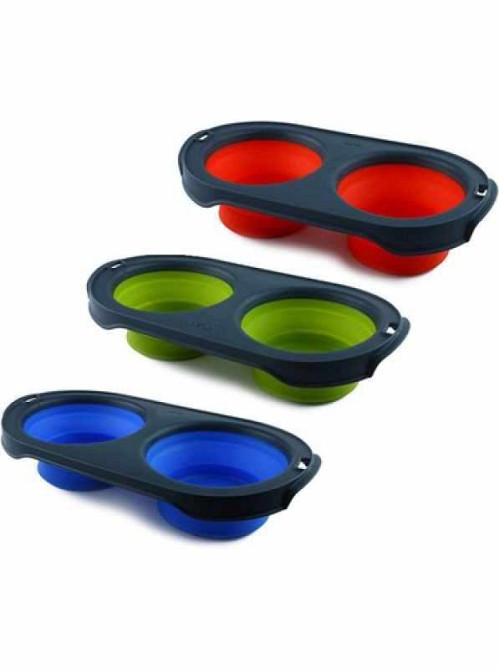 Подвійна складана миска для собак і котів Dexas Collapsible Pet Feeder (Дексас Пет Фідер) 44х22х3 см — 1200 мл, Червоний Запоріжжя - фото 4