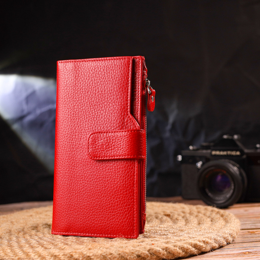 Вертикальный женский кошелек из натуральной кожи CANPELLINI 21640 Красный Киев - изображение 7