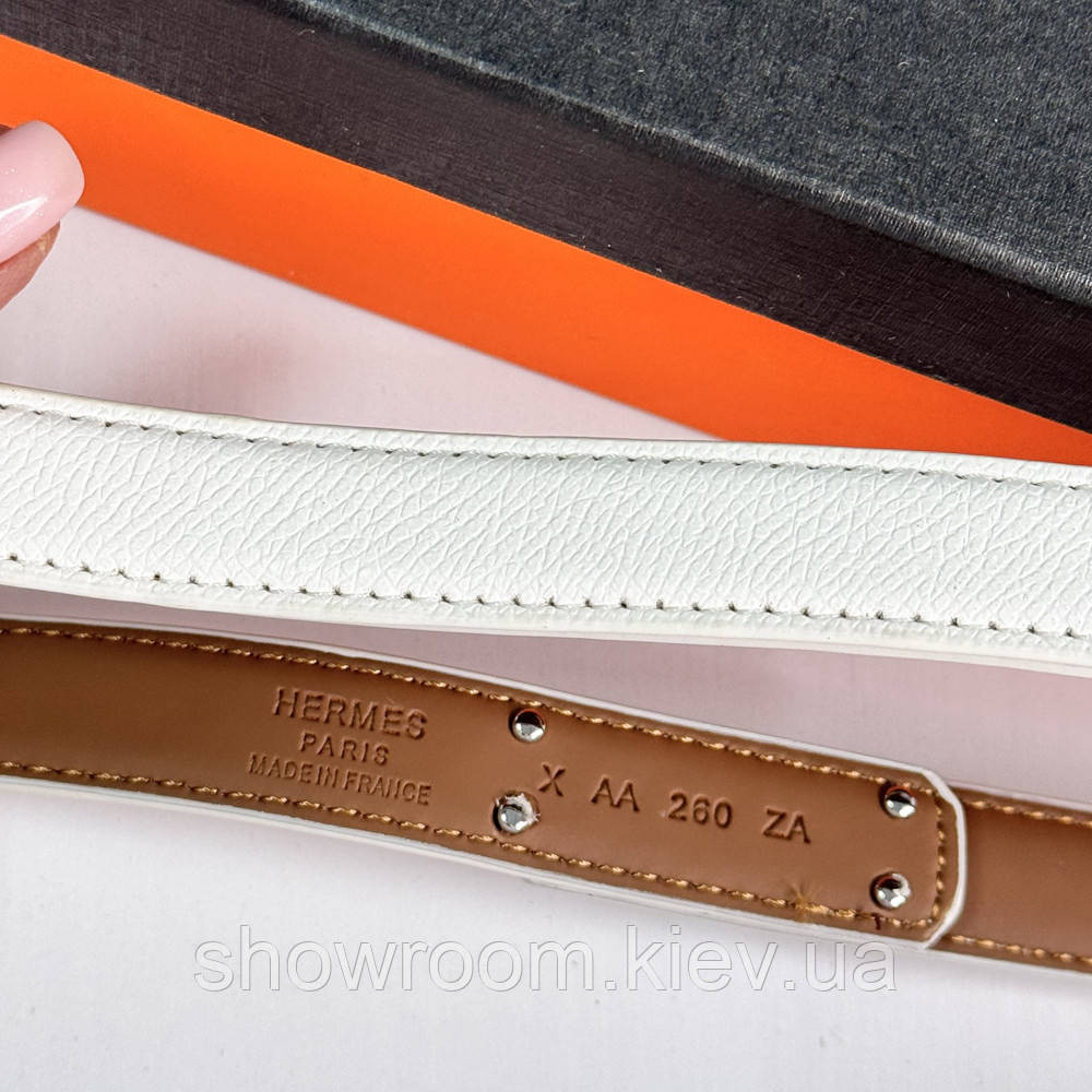 Женский кожаный ремень Hermes Гермес (280-2) белый Киев - изображение 9