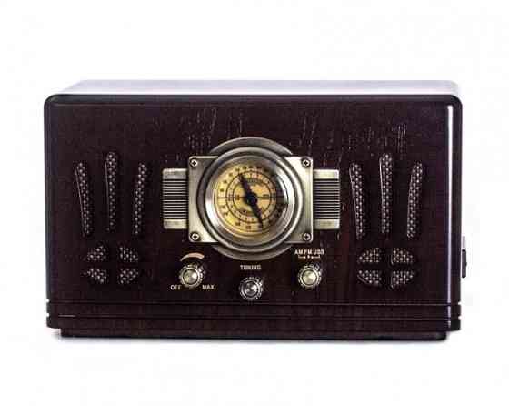 Ретро радио проигрыватель Daklin Де Голль AM/FM,МР3/ USB/ SD дерево Орех (RP-057) Винница