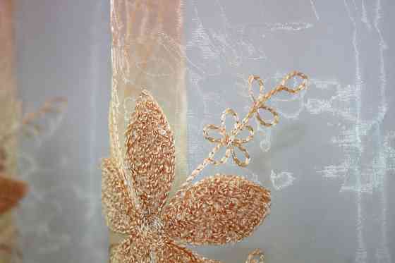 Тюль органза з вишивкою колір помаранчевий 1365т Київ