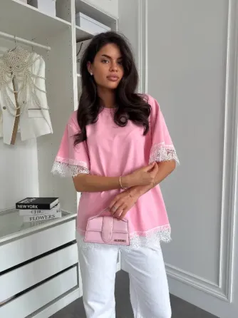 Жіноча oversize футболка з мереживом — трендова футболка Одеса