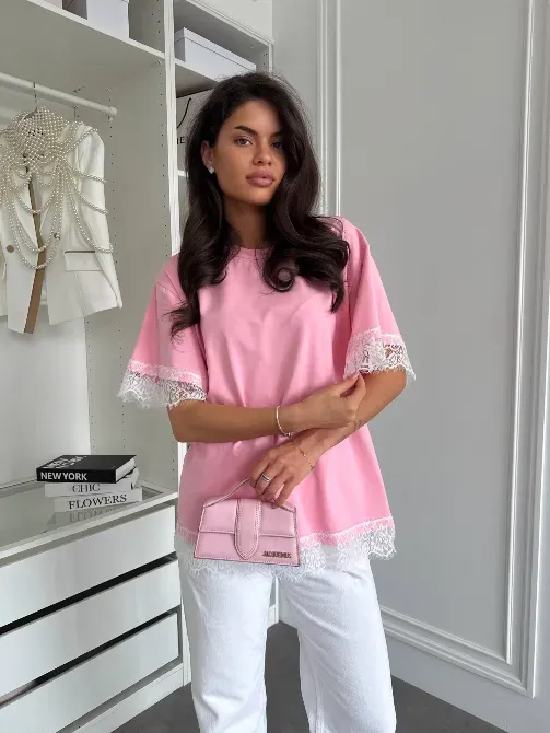 Женская oversize футболка с кружевом - трендовая футболка Одесса - изображение 6