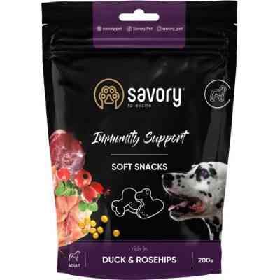 Ласощі для собак Savory для зміцнення імунітету, качка і шипшина 200 г (4820232631331) Вінниця