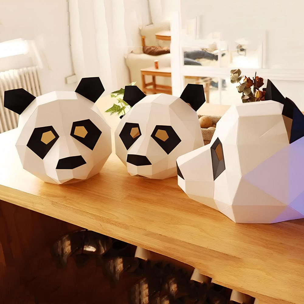 Маска панды RESTEQ из картона — 3D-маска для взрослых, бумажная панда для ручной сборки своими руками Киев - изображение 9
