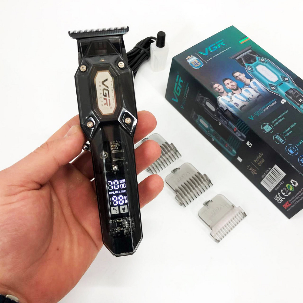 Портативна ручна машинка для стрижки волосся, Професійний тример з насадками, Машинка для підстригання PG-76 Івано-Франківськ - фото 8