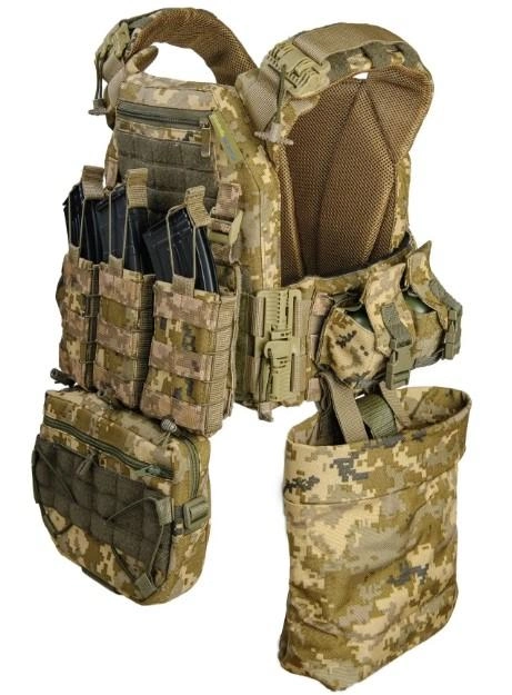 Комплект плитоноска с подсумками и напашником, быстрым сбросом (без плит) Пиксель Киев - изображение 3