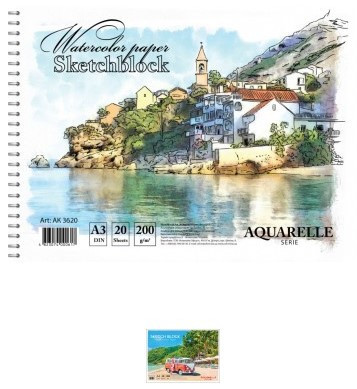 Альбом для акварелі А3 "Графіка" 20арк. 200г/м АК3620 на спіралі, шт Київ - фото 1