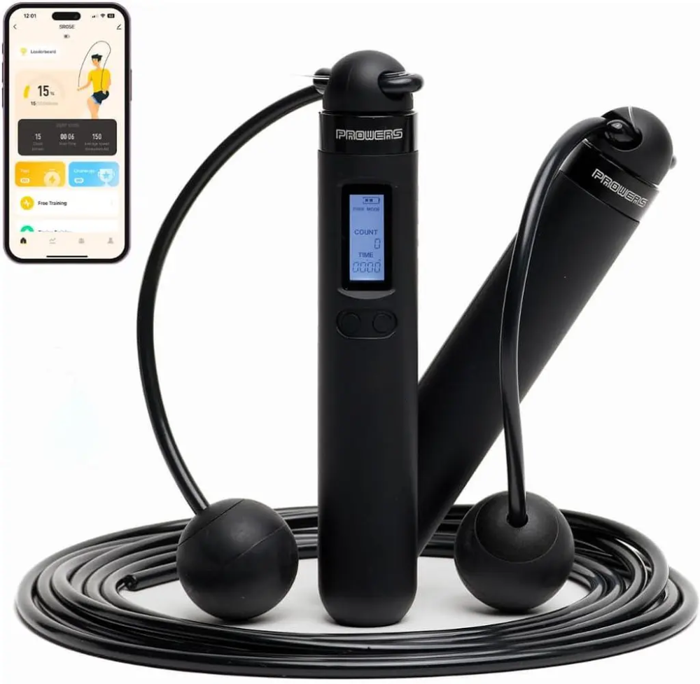 Розумна скакалка PROWERS Smart Rope, бездротова з лічильником стрибків і калорій, Bluetooth, 3 режими тренування, чорна Київ - фото 2