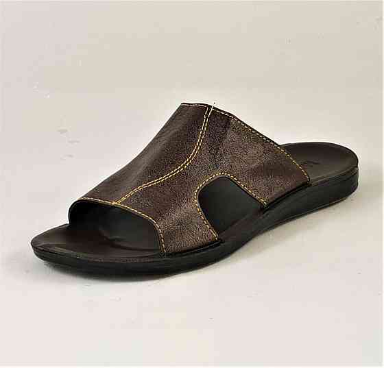 Мужские Шлёпанцы Тапочки Сланцы Коричневые Кожаные (размеры: 41,42,43,44,45) Днепр