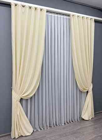 Комплект готових штор VR-Textil Мікровелюр Petek YL № 1704ш Кремовий 150х295 см 2 шт (33-0599) Київ