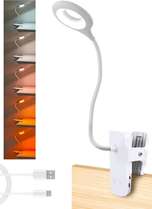 Настольная LED лампа National Lighting 4,5 Вт с аккумулятором, USB, сенсорным управлением, зажимом, гибкой шейкой, 5 цветов Киев - изображение 2