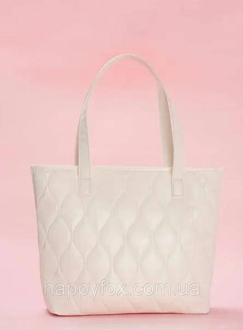 Велика жіноча сумка шопер з екошкіри біла Львов - изображение 1