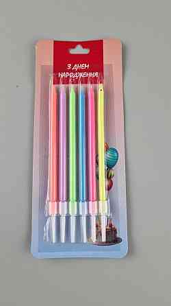 Свечи для торта Цветные 6шт (1 пачка) Харьков