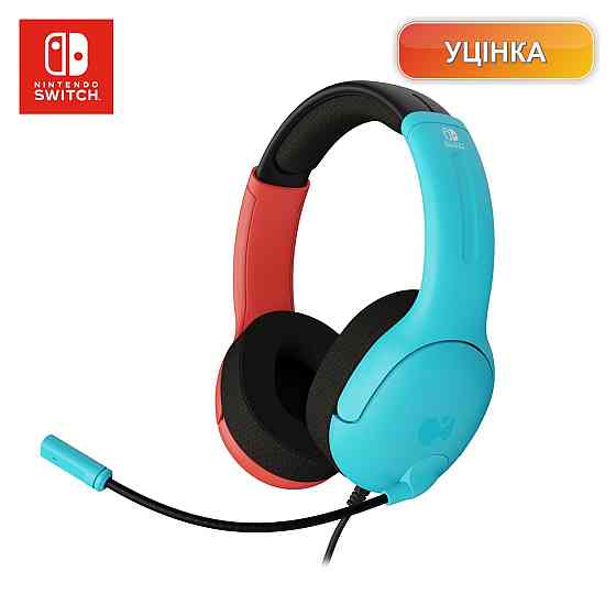 Навушники гарнітура PDP LVL40 для Nintendo Switch PC Mac iPad з шумоподавним мікрофоном 40 мм драйвери 3.5 мм неоновий синій Київ