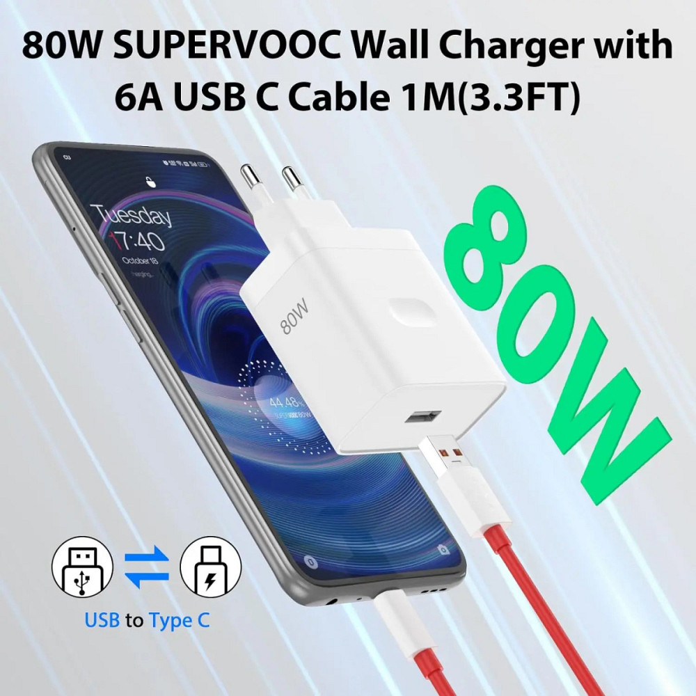 Зарядний пристрій для OnePlus SuperVOOC 80 W білий USB-C блок живлення швидке заряджання смартфона Миколаїв - фото 6