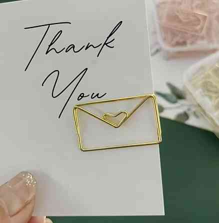 Набор металлических скрепок закладок 10 шт в форме конверта с сердцем, декоративные скрепки для книг и планера Киев