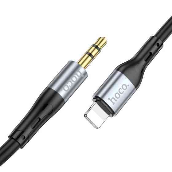 Аудiокабель HOCO UPA22 iP to 3.5mm male, silicone, 1m, Black Одеса