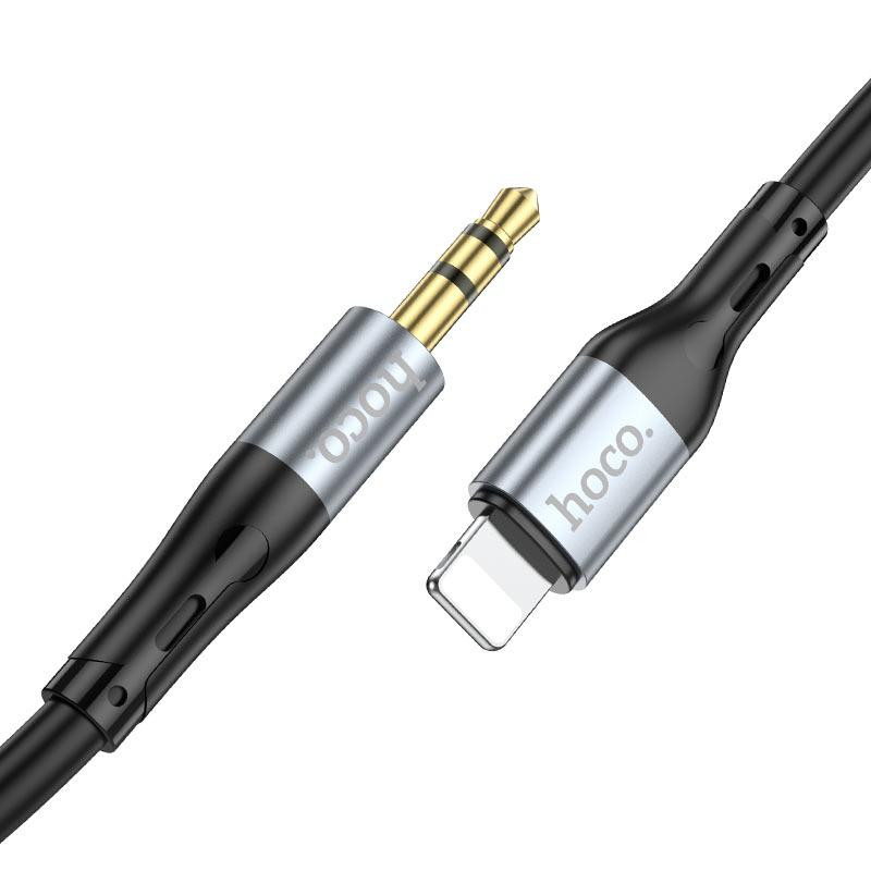 Аудiокабель HOCO UPA22 iP to 3.5mm male, silicone, 1m, Black Одеса - фото 1