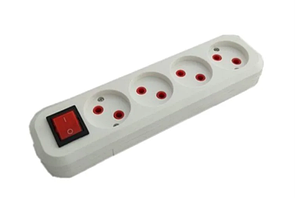 Колодка 4 входа без заземления с выключателем 