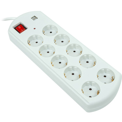 Мережевий фільтр живлення PowerPlant 10м, 10 розеток, USB, євро, 100% мідь (YS-N6065/10) (EX610563) Вінниця - фото 1