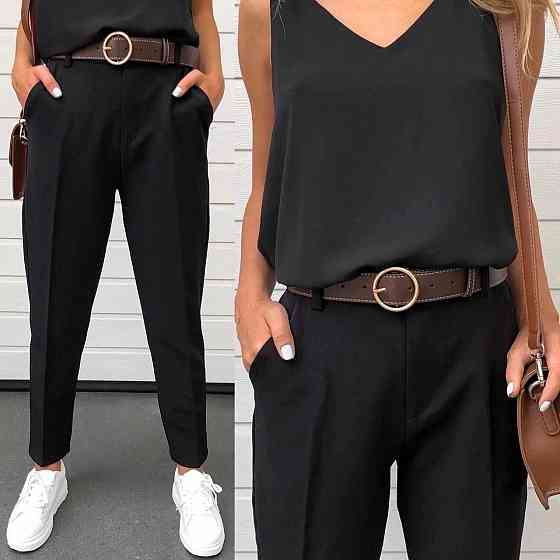 Жіночі базові штани завужені донизу костюмний тіар Чорний, 54/56 Одеса