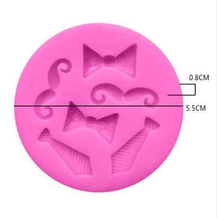 Силиконовый молд Усы и галстуки 55 мм розовый Киев