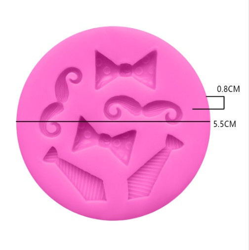 Силиконовый молд Усы и галстуки 55 мм розовый Киев - изображение 3