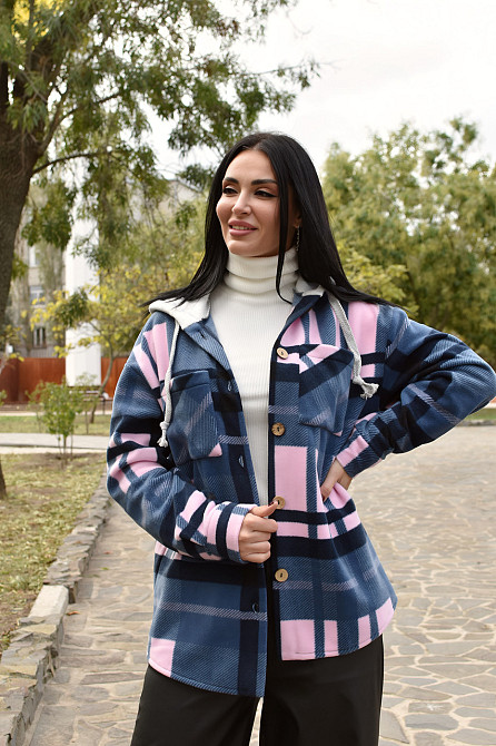 Жіноча тепла флісова сорочка "Delta" оптом | Норма 46-48, Рожевий Київ - фото 3