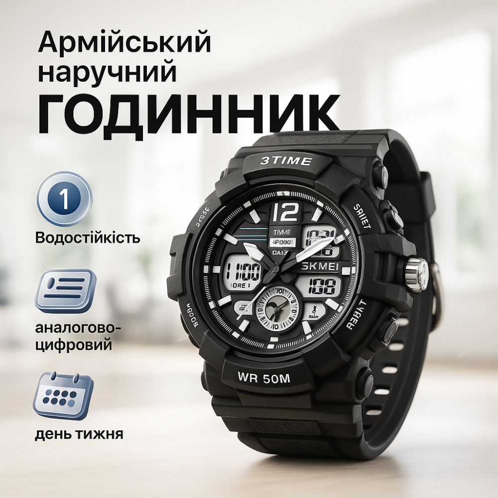 Военные часы с секундомером SKMEI 2354BK, Водонепроницаемые электронные часы Оригинальные мужские MJ-77 Львов - изображение 4