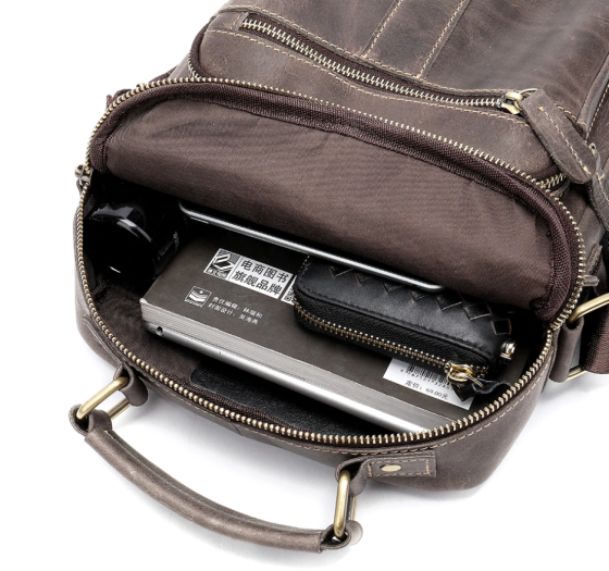 Сумка чоловіча вертикальна шкіряна Vintage 20028 Сіра Київ