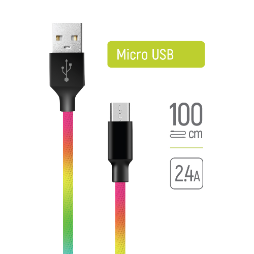 Кабель USB MicroUSB ColorWay CW-CBUM017-MC 2,4A 1м різнокольоровий Житомир - фото 5