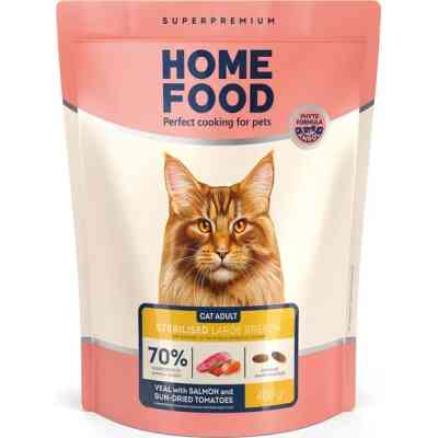 Сухой корм для кошек Home Food For large breeds с телятиной, лососем и вялеными томатами 1.6 кг (4820235021184) Винница